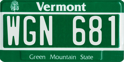 VT license plate WGN681