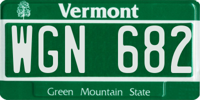 VT license plate WGN682