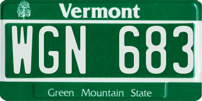 VT license plate WGN683