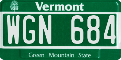 VT license plate WGN684