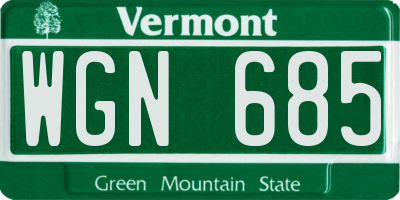 VT license plate WGN685