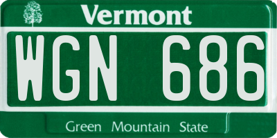 VT license plate WGN686