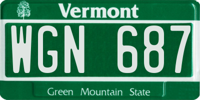 VT license plate WGN687