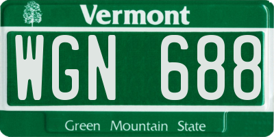 VT license plate WGN688