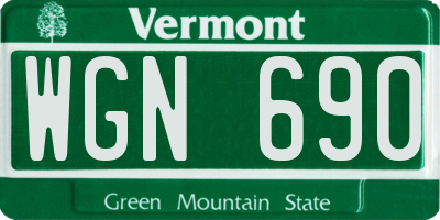 VT license plate WGN690
