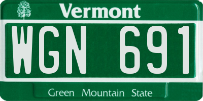 VT license plate WGN691