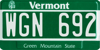VT license plate WGN692