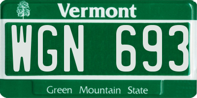 VT license plate WGN693