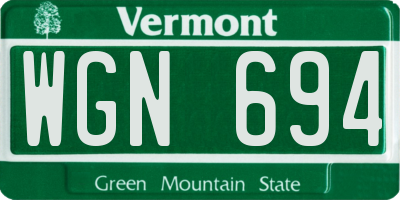 VT license plate WGN694