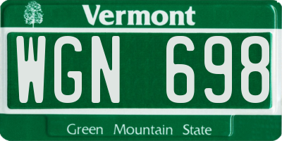 VT license plate WGN698