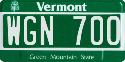 VT license plate WGN700