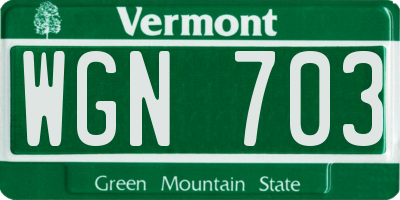 VT license plate WGN703