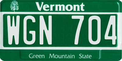 VT license plate WGN704