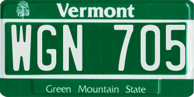 VT license plate WGN705