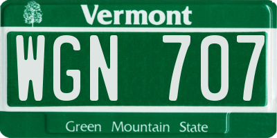 VT license plate WGN707