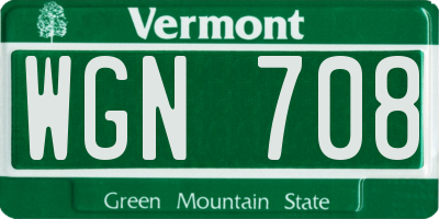 VT license plate WGN708