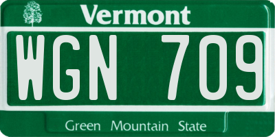 VT license plate WGN709