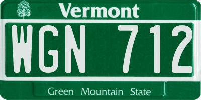 VT license plate WGN712