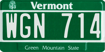 VT license plate WGN714