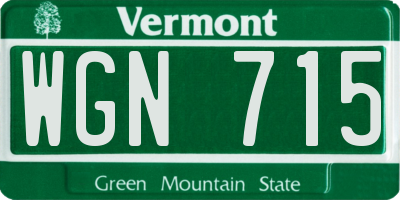 VT license plate WGN715