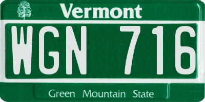 VT license plate WGN716