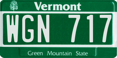 VT license plate WGN717