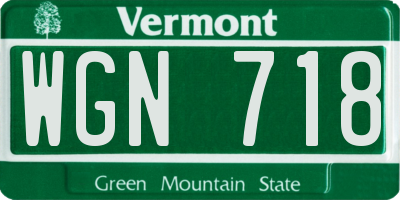 VT license plate WGN718