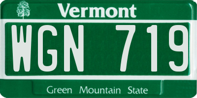 VT license plate WGN719