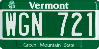 VT license plate WGN721