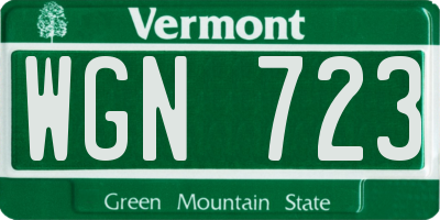 VT license plate WGN723