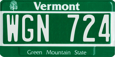 VT license plate WGN724