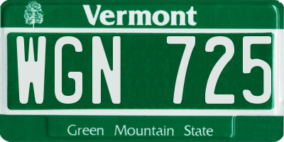 VT license plate WGN725