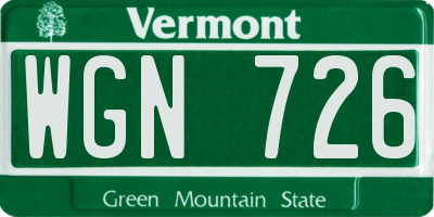 VT license plate WGN726