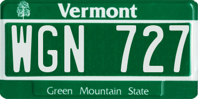 VT license plate WGN727