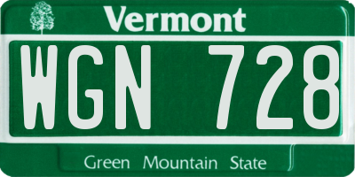 VT license plate WGN728