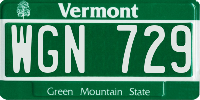 VT license plate WGN729