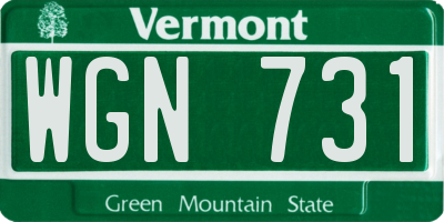 VT license plate WGN731