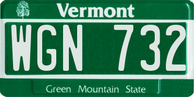VT license plate WGN732