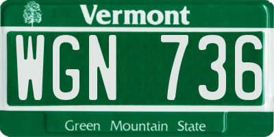 VT license plate WGN736