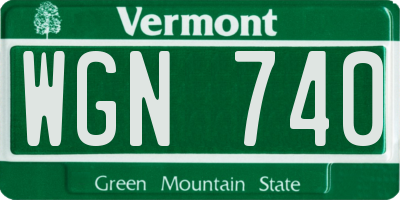 VT license plate WGN740