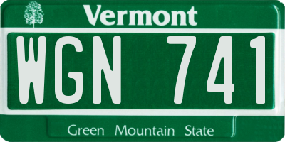 VT license plate WGN741