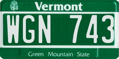 VT license plate WGN743