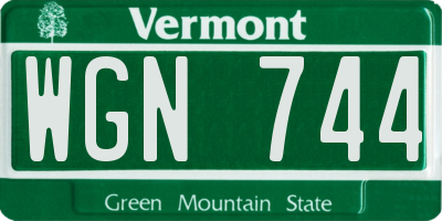 VT license plate WGN744