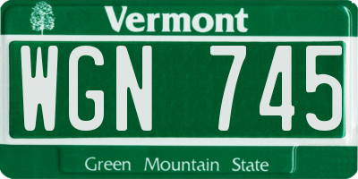 VT license plate WGN745