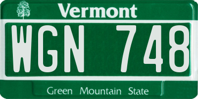 VT license plate WGN748