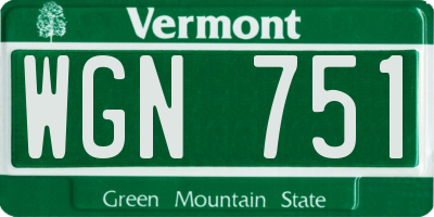 VT license plate WGN751