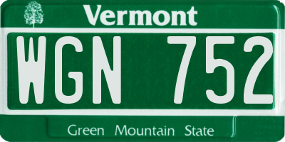 VT license plate WGN752