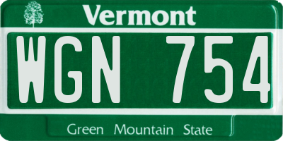 VT license plate WGN754