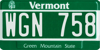 VT license plate WGN758