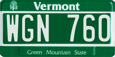 VT license plate WGN760